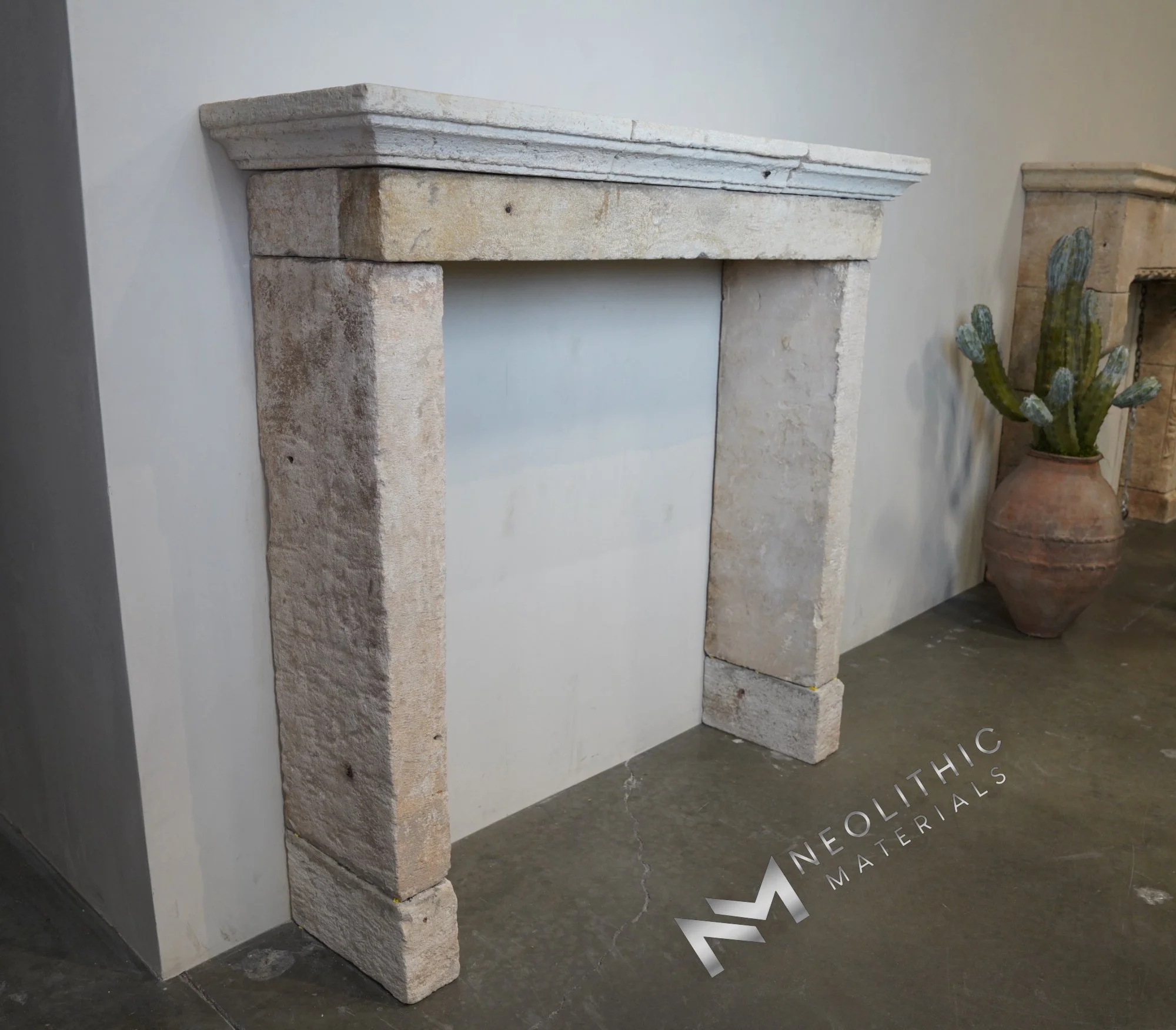 Reclaimed Limestone Fireplace - Image 2
